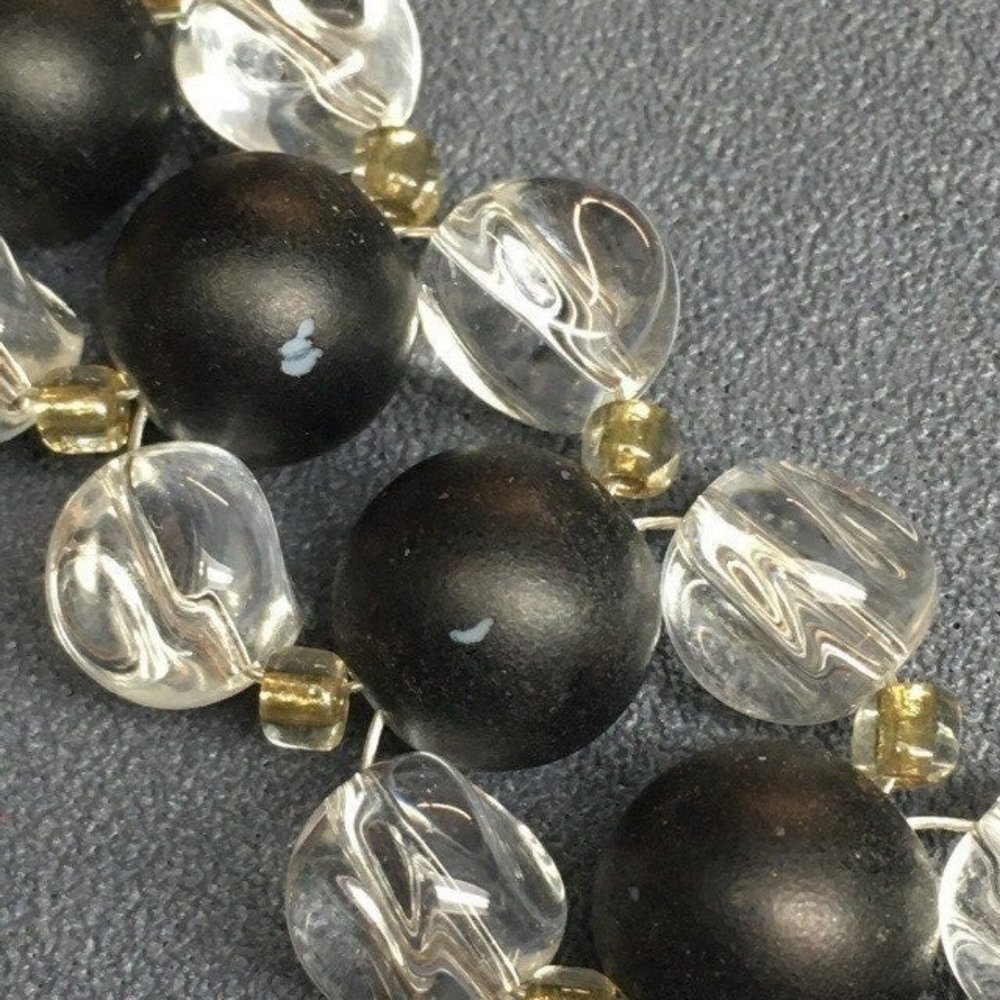 Black Toggle Closure Bracelet As Is Clear Gold Seed Bead Retro BoHo - Picture 6 of 8